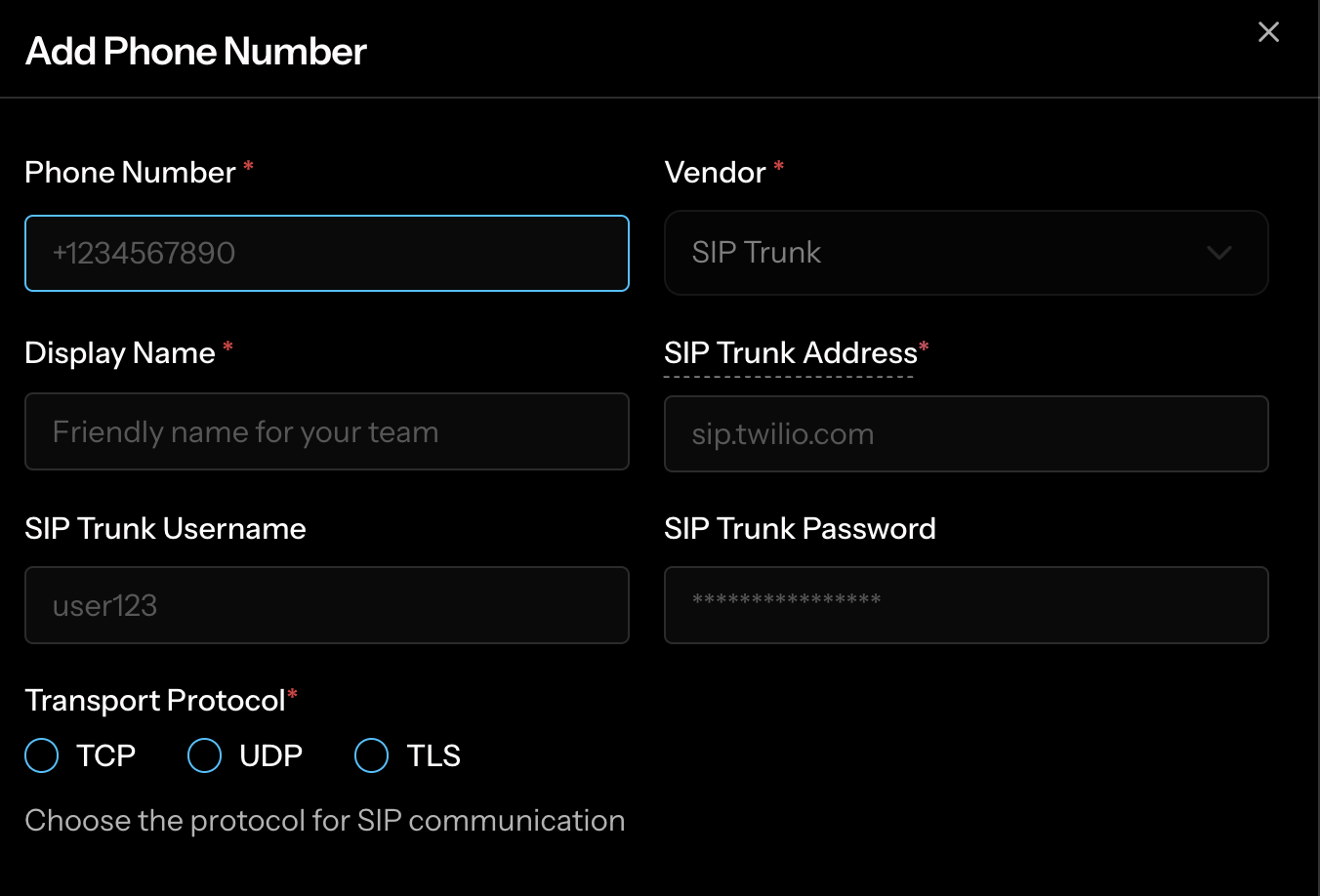 Import phone number
